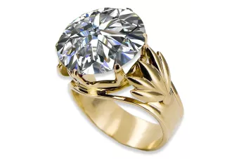 Zircon 8K geltonas auksas Žiedas Vintažiniai amatai vrc029x-zi Art Deco SSRS vintažo papuošalai, rusiškas stilius